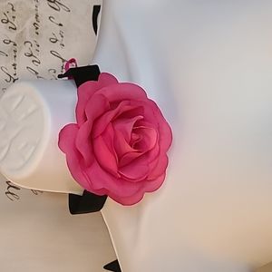Pink rose flower satin choker